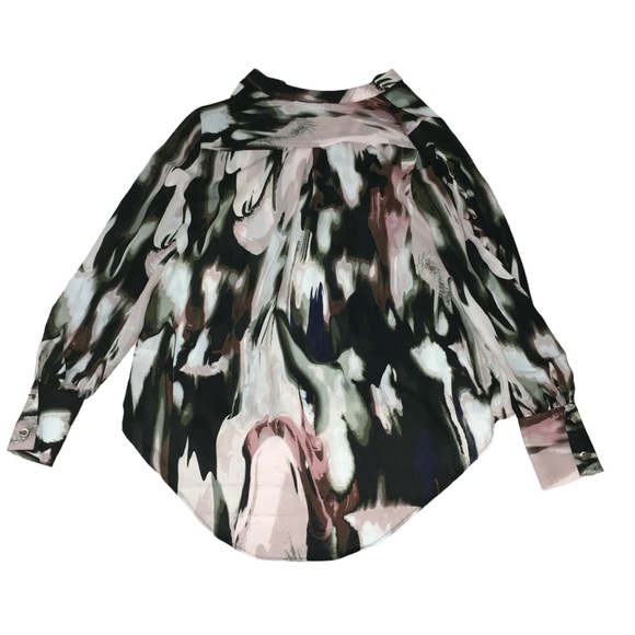 Jennifer Lopez  Multicolor Water Color Laced Sleeves Hi Lo Top - Women’s Small - Picture 10 of 16